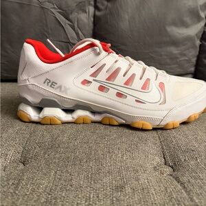 Nike White & Red Reax Athletic Shoe with Gum Sole